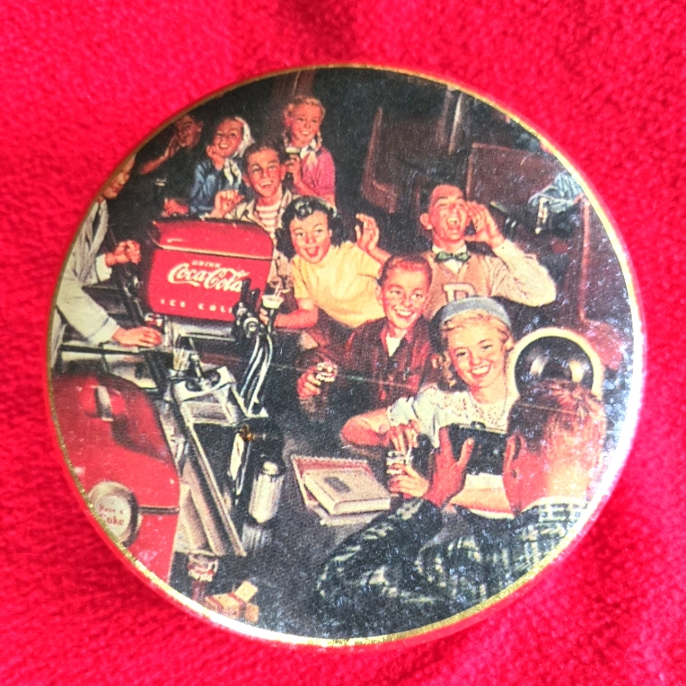 Vtg COCA COLA Collectible Tin 50s 60s Advertising High School Teens